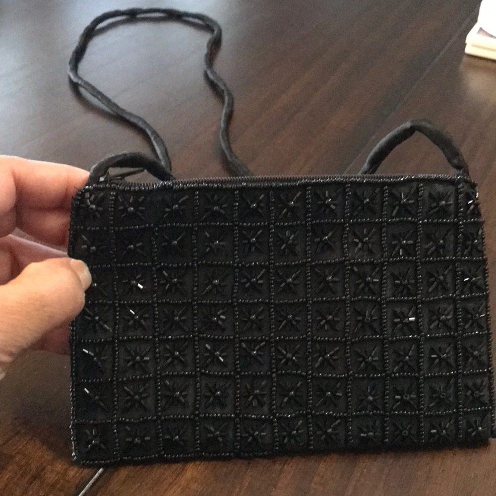 Black beaded evening bag